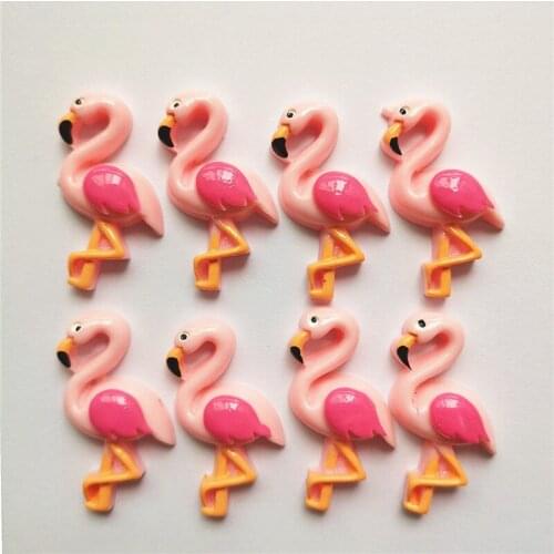 100pcs 17*34mm Kawaii Resin Cartoon Animal Flamingo Flatback Embellishment Crafts Figurines for Home Decoration Mini Figures