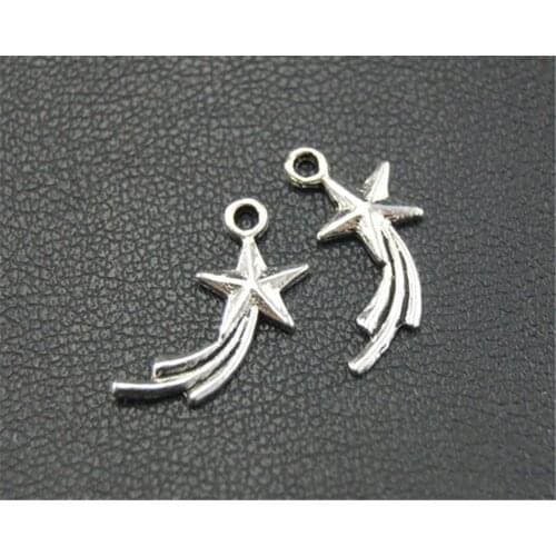 100pcs Silver Color Metal Shooting Star Superstar Charm DIY Jewelry Making Findings 14x6mm A1713