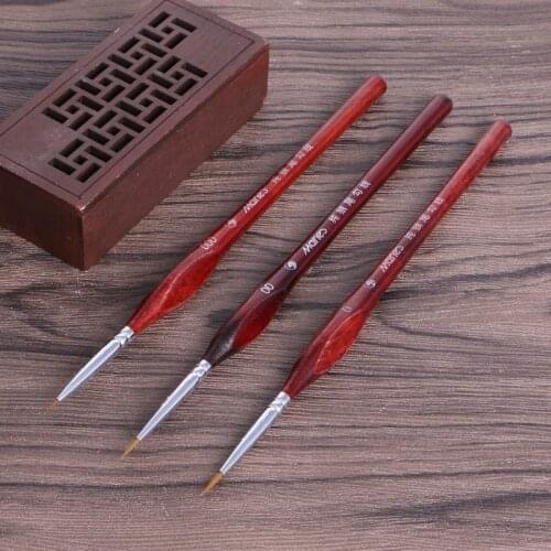 3Pcs Miniature Paint Brushes Professional Wolf Hair Fine Detailing 0~000 85WD