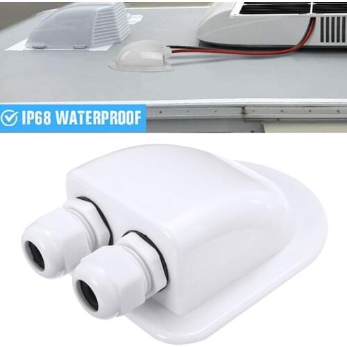 ABS Photovoltaic Bracket Junction Box Double Hole Circular Junction Box White Plastic Boat RV Parts Cable Gland Box