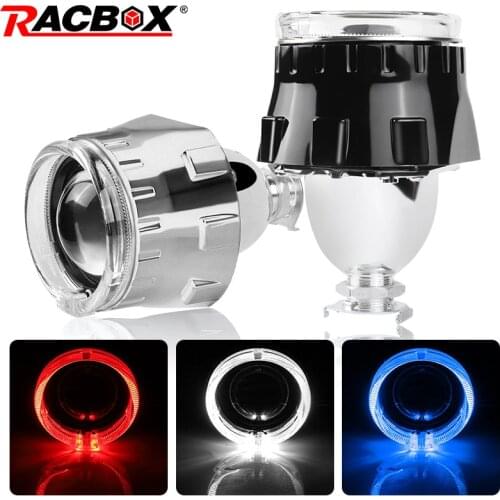 Car Styling LHD RHD Retrofit Mini HID 2.5 inch Bi-xenon Projector Lens with Angel Eyes Led fits H4 H7 Car Headlight Use H1 Bulb