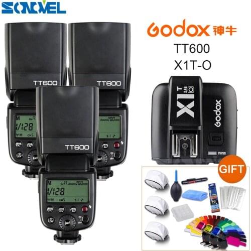 3x Godox TT600 2.4G Wireless Camera Flash Speedlite + X1T-O TTL 1/8000s 2.4G Wireless Trigger Transmitter for Olympus Panasonic