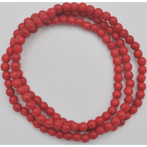 4MM Red Howlite Stone Beads Bracelet Bangle Necklace Stretch 22 Inch Jewelry G744