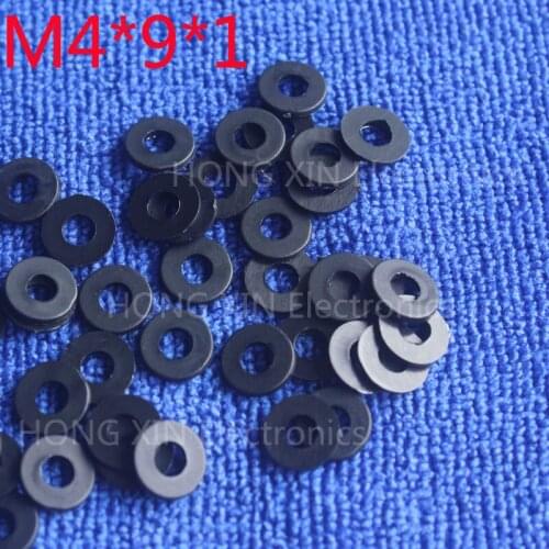 M4*9*1 Black 100pcs Nylon Washer Plastic Flat Spacer Washer Thickness circular round Gasket Ring High Quality circular