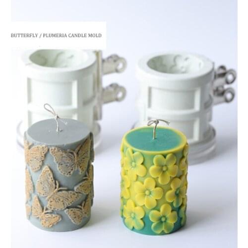 Cylindrical relief handmade candle Mould beeswax Butterfly candle geometric mold creative Flower household candle making Tools