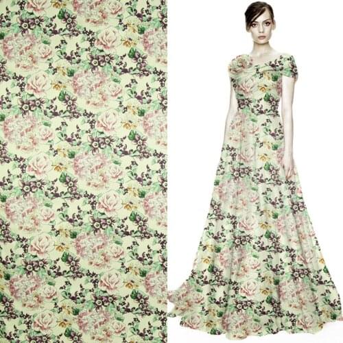 Floral design 100% silk organza satin silk fabric fit for wedding dress,SOZ161