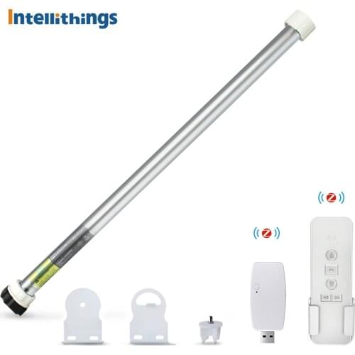 Intellithings Tuya Zigbee Lithium Battery Tubular Motor for 17mm 25 28mm Electric Roller Blinds Alexa Google Home Voice Control