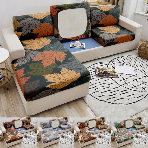 Maple Leaf Fabric Sofa Seat Cover L Shape Sofa Elastic Cushion Cover Chaise Longue Seat Couch Cover Furniture Protector