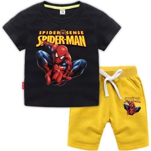 Disney Marvel Avengers Spiderman Boy Clothes Sets Baby Kids T-Shirt Tees Pants Outfits Casual Children Girl Sportswear Suits