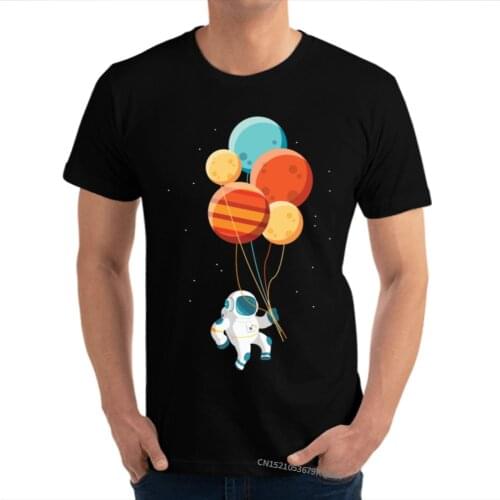 Universe Flying Astronaut Funny Gift Family Rife Customized Tops Shirt O-Neck 100% Cotton T-Shirt for Men Europe T-shirts