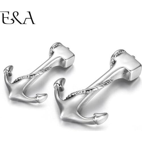 Stainless Steel Curved Anchor Hook Double Hole 5mm Connector Clasp for Bracelet Making Jewelry Findings DIY Supplies Accessories