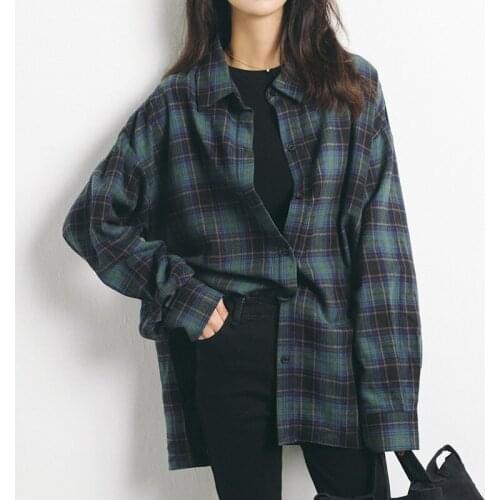 Plaid Skirt Coats Korean Skirts Blouse Women 2020 Vintage Skirts Collar Blouse Long Sleeve Shirt and Blouse Womens Tops Blouses