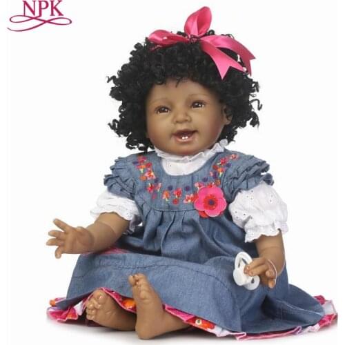 NPK boneca reborn baby doll black simulation baby vinyl silicone touch best gift for children and friends on Birthday