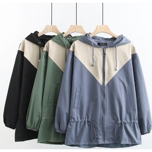 New 2020 Womens Spring Autumn Coat Oversized 4XL Casual Hooded Zipper Jacket Mid-Long Long Sleeve Coats Outerwear Tooling A2225