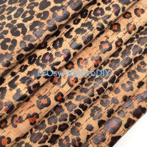 LEOsyntheticoDIY Leopard Printed on Soft Cork Fabric Sheets For DIY Bows Earings 21X29CM R045A