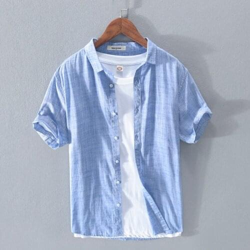 Suehaiwes brand Italy pure cotton summer shirt men short sleeve casual shirts for men fashion comfortable shirt mens chemise