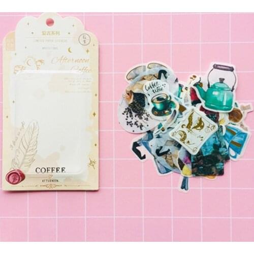 60 Sheets /Pack Afternoon Leisure Coffee Time Washi Paper Decorative Stickers Label Sticker