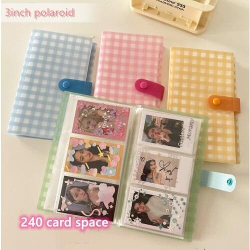 New Fresh Plaid Cover 3inch Polaroid Photocard Storage Kpop idol Photo Ticket Collect Book For Girls Bank Cards Holder