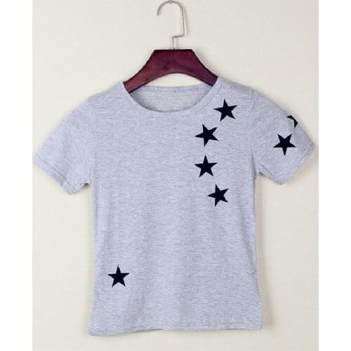 Star Print Solid Grey Boys T-Shirts Summer Short Sleeve Children Clothes 100% Cotton Soft Comfortable Baby Boy Tees Shirts
