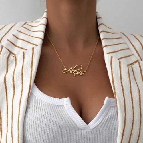 Custom Name Necklace For Women Personalized Signature Pendant Necklace Stainless Steel Jewelry Choker Mothers Day Gifts For Mom