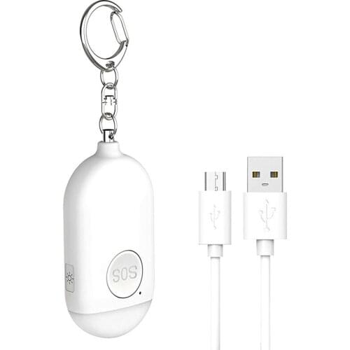 Personal Alarm Clock Rechargeable LED Light Waterproof Emergency Defense SOS Warning Anti-Theft Whistle Security Alarm for Femal
