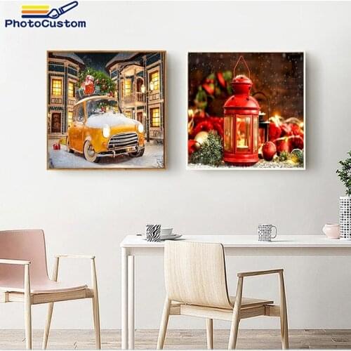 PhotoCustom Landscape 40x50cm paints By Numbers Christmas Snow scene For Adults and Children Acrylic Picture Home decor gift
