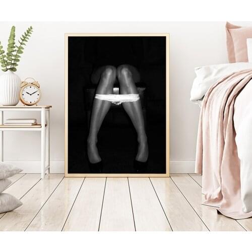 Sexy Girl On The Toilet Poster Black and White Women Photography Canvas Painting Wall Art Pictures For Living Room Home Decor