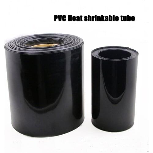 Custom PVC Heat shrinkable tube 0.1MM thickness 17-900mm Flat width black 18650 lithium battery pack