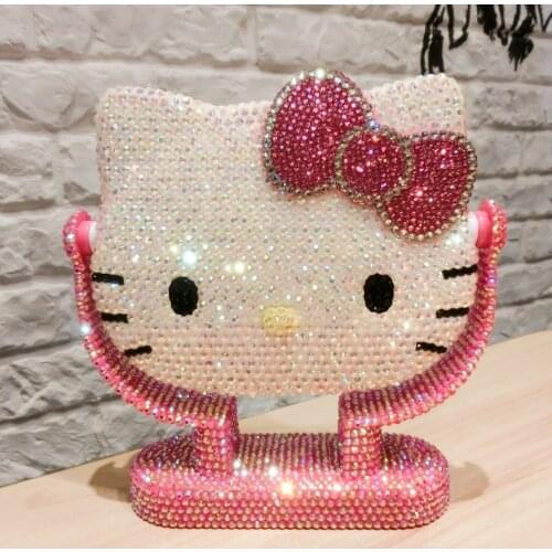 Handmade Bling Rhinestone KT Standing Mirror Pink Kitty Cat Room Decor Mirror Personalized Mirror Home Decoration Accessories KT