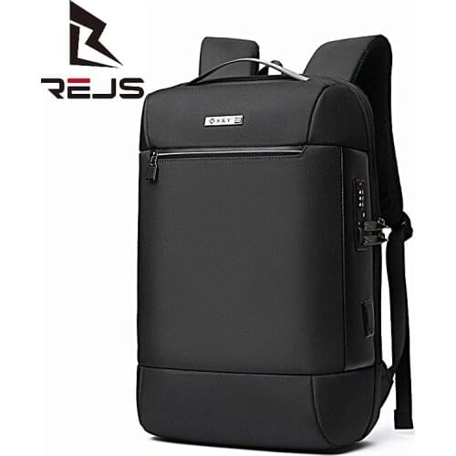 REJS LANGT Anti-Theft Backpack Men Business Office Work 15.6 Inch Laptop Backpacks with Charging Waterproof Travel School Bag