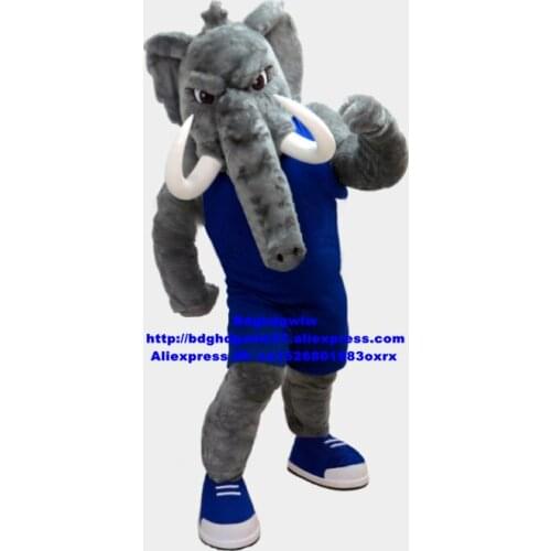 Grey Plush Furry Mastadon Elephant Elephish Mascot Costume Adult Cartoon Character Greet Guests Manners Ceremony zx2868