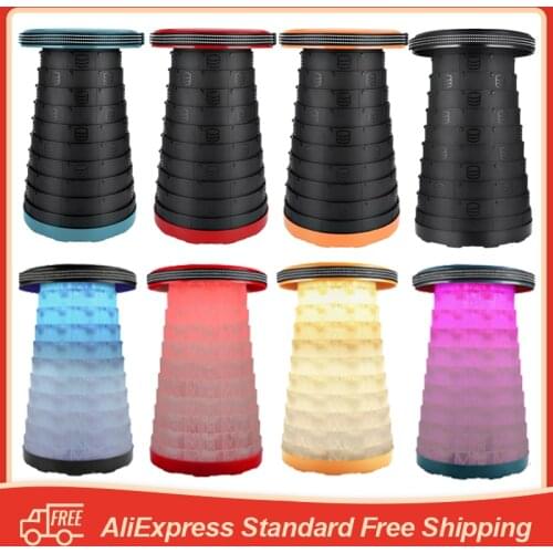 Bathroom Portable Folding Chairs Telescoping Collapsible Stool With LED Light 400lbs For Outdoor Travel Stool Bathroom Furniture