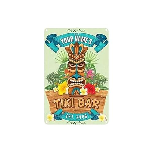 Tiki Bar Vintage Style Metal Sign Iron Painting for Indoor & Outdoor Home Bar Coffee Kitchen Wall Decor 8 X 12 Inch