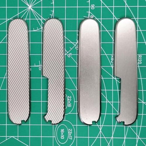 1 Pair Titanium Alloy TC4 Scales Handle with Tweezer Toothpick Corkscrew Cut-Out for 91mm Victorinox Swiss Army Knife
