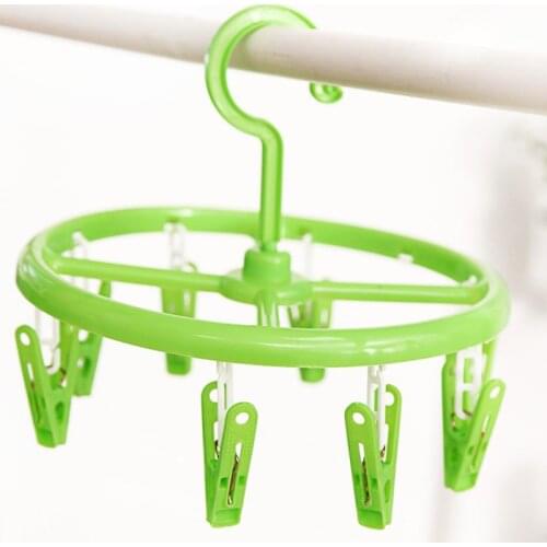 Windproof Plastic Multi-Clip Hanging For Underwear Drying Rack Modern Home Bathroom Childrens Socks Clothing Round Drying Rack