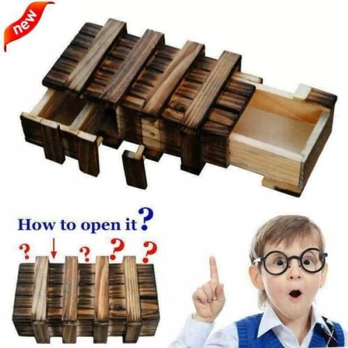 Magic Wooden Puzzle Box Secret Compartment Brain Game for Adults Kids Toddlers Educational Toy Gift