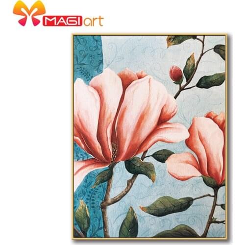 Cross stitch kits Embroidery needlework sets 11CT water soluble canvas patterns 14CT Floral style a pair of safflower-NCMF225