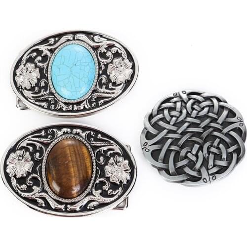 Western cowboy zinc alloy two-color dot stone pattern belt buckle
