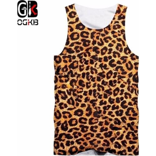 OGKB Vest Men New Gyms Round dot 3D Tank Tops Print Lepopard Casual Plus Size 5XL Costume Unisex Spring Sleeveless Shirt