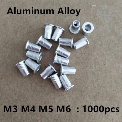 1000pcs Threaded M3 M4 M5 M6 Aluminum Rivet Nut Nutserts Rivnut Rivet Nuts