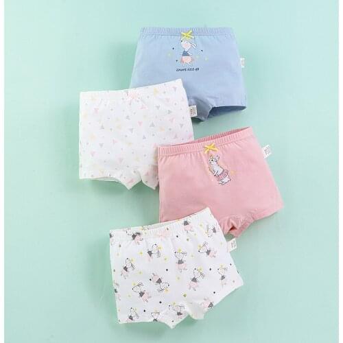 2-9Years Baby Girls Cartoon Panties 4pcs Per Pack Cotton Student Kids Underwear Teen Panties Young Puberty Girls Underpant KF294