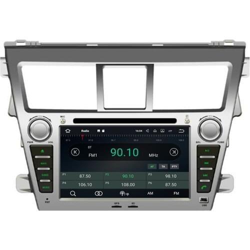 2 DIN Android 10 Radio Car DVD Player GPS Headunit for TOYOTA Vios Belta Yaris Sedan 2006-2012 Multimedia Car Stereo Satnav