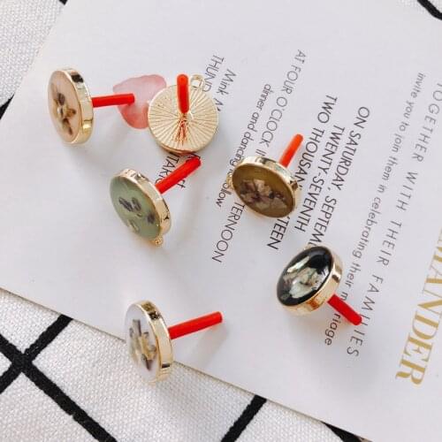 2 pieces / lot Roundk goldbead caps earringfashion jewelry stainless steel jewelry DIY jewelry