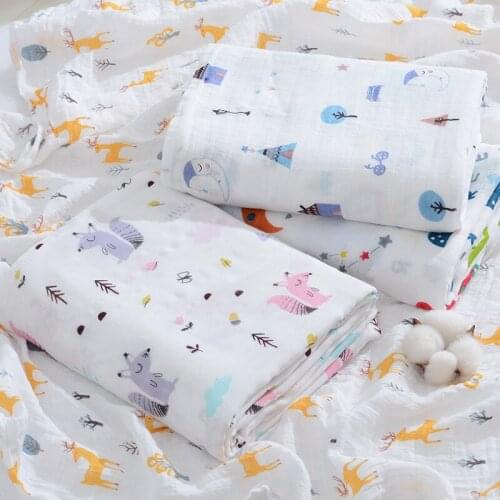 2 Layers of Gauze Baby Bath Towel Bedding infant quilt Cotton Cartoon Sofa Blanket Newborn Cute Swaddle Manta Bebe Recien Nacido