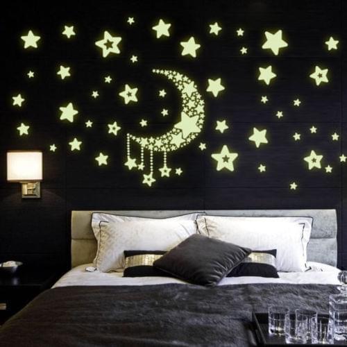 2020 New Star Moon Planet Glow In The Dark Luminous Fluorescent Wall Stickers Kids Room Decor Bedroom Decal Decor