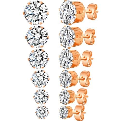 2021 Fashion Jewelry 12Pcs/Set Cubic Zirconia Wedding Earrings for Women Charm Crystal Bride Stud Earrings