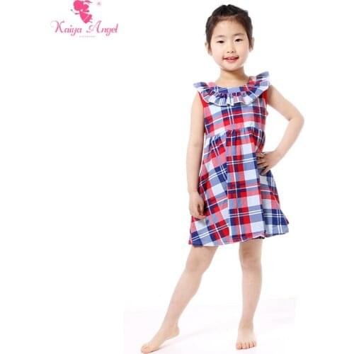 4th Of July 2017 Baby Girl Clothes Plaid Dress Blue Red White Toddler Girl Dresses Children Clothing 1-8T Kids Clothes