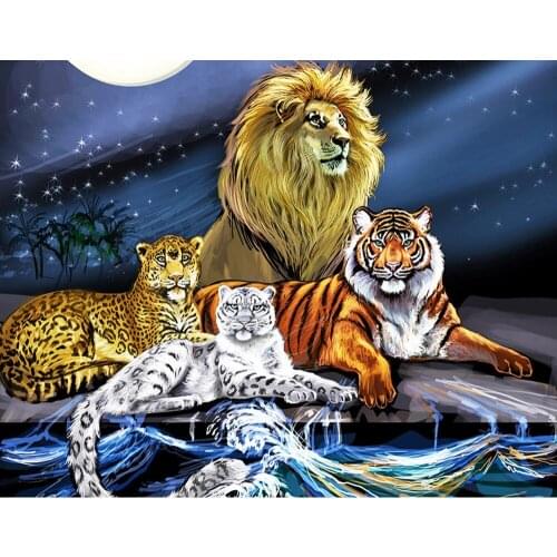ARMYQZ Diamond Painting Cross Stitch Lion Tiger Full Square Drill Diamond Embroidery Mosaic Animal Cross Stitch Handmade Gift