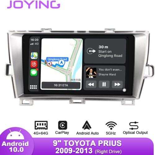 Joying 9" Android10 Car Radio for Toyota Prius 2009-2013 Right Drive GPS DSP Carplay 5GWiFi DAB SPDIF Subwoofer Optical Output