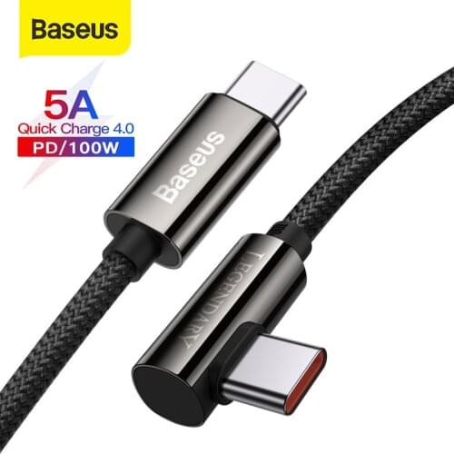 Baseus 100W USB C Cable PD Quick Charging Cable QC4.0 Type C Fast Charger Date For Huawei P40 Samsung S10 S20 Macbookx Pro